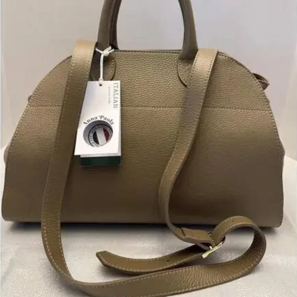 NWT Anna Paola Italian Leather & Suede Dual Handel Satchel + Crossbody Strap - Picture 9 of 9